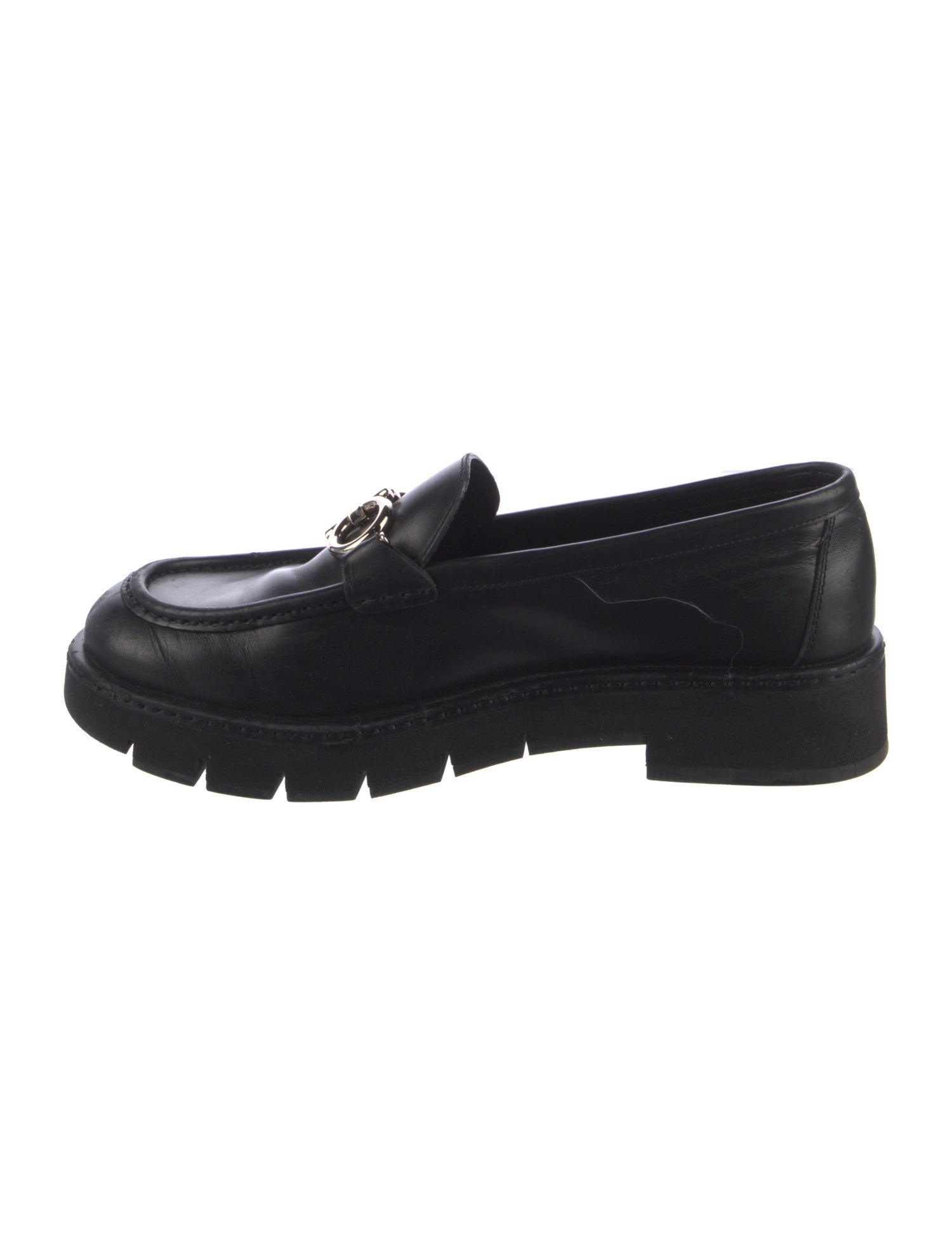 Ferragamo Gancini Logo Leather Loafers